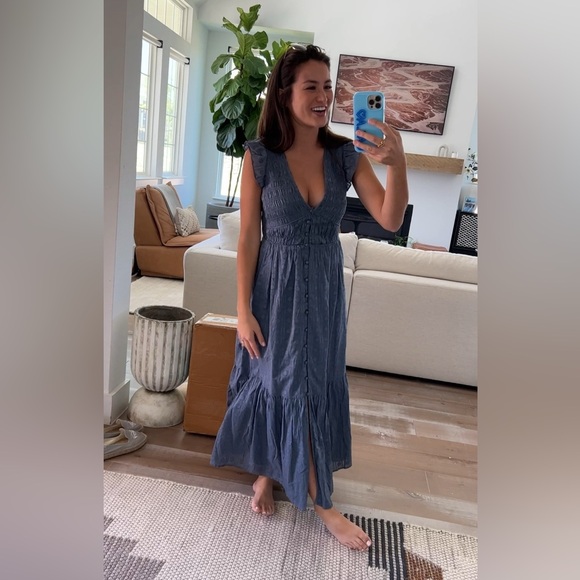 Anthropologie Dresses & Skirts - NWT By Anthropologie Peregrine Midi Dress Slate Blue Gray Small